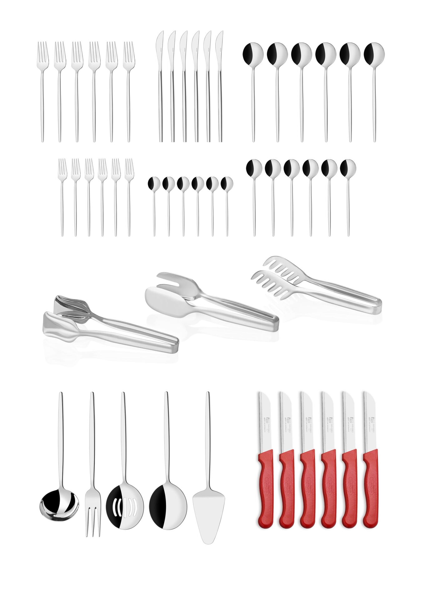 50 Parça Paslanmaz Çelik,Aris 18/10-6 Kişilik Çatal Kaşık Bıçak,Meyve Bıçak,Servis Seti