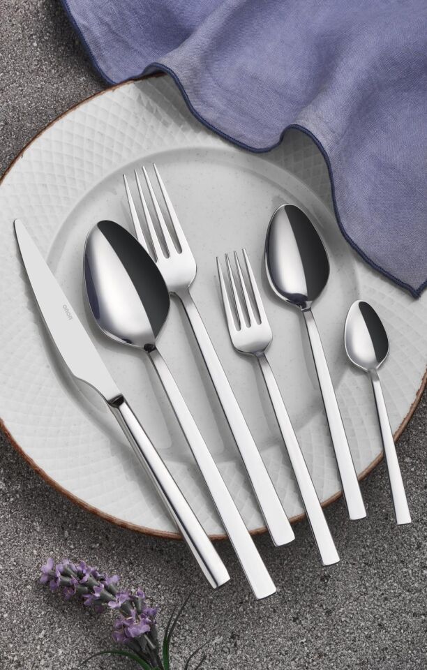 56 Parça Paslanmaz Çelik,Deniz model-6 Kişilik Çatal Kaşık Bıçak,Steak Çatal-Bıçak,Servis Seti