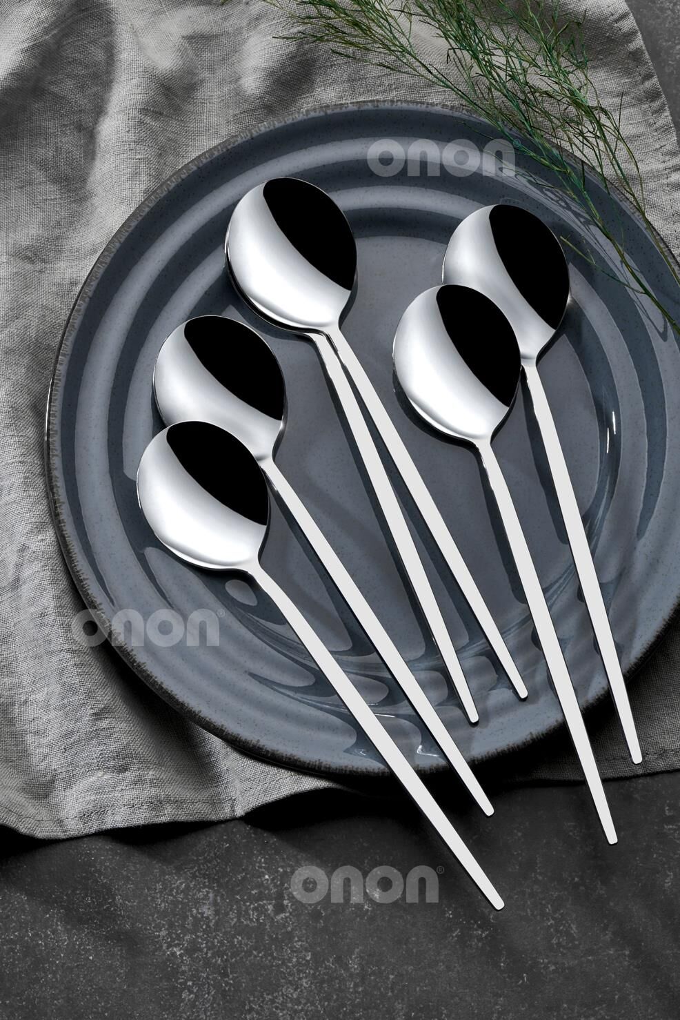 Mokka Modern Görünümlü Yemek Kaşık 6'lı Paslanmaz Çelik