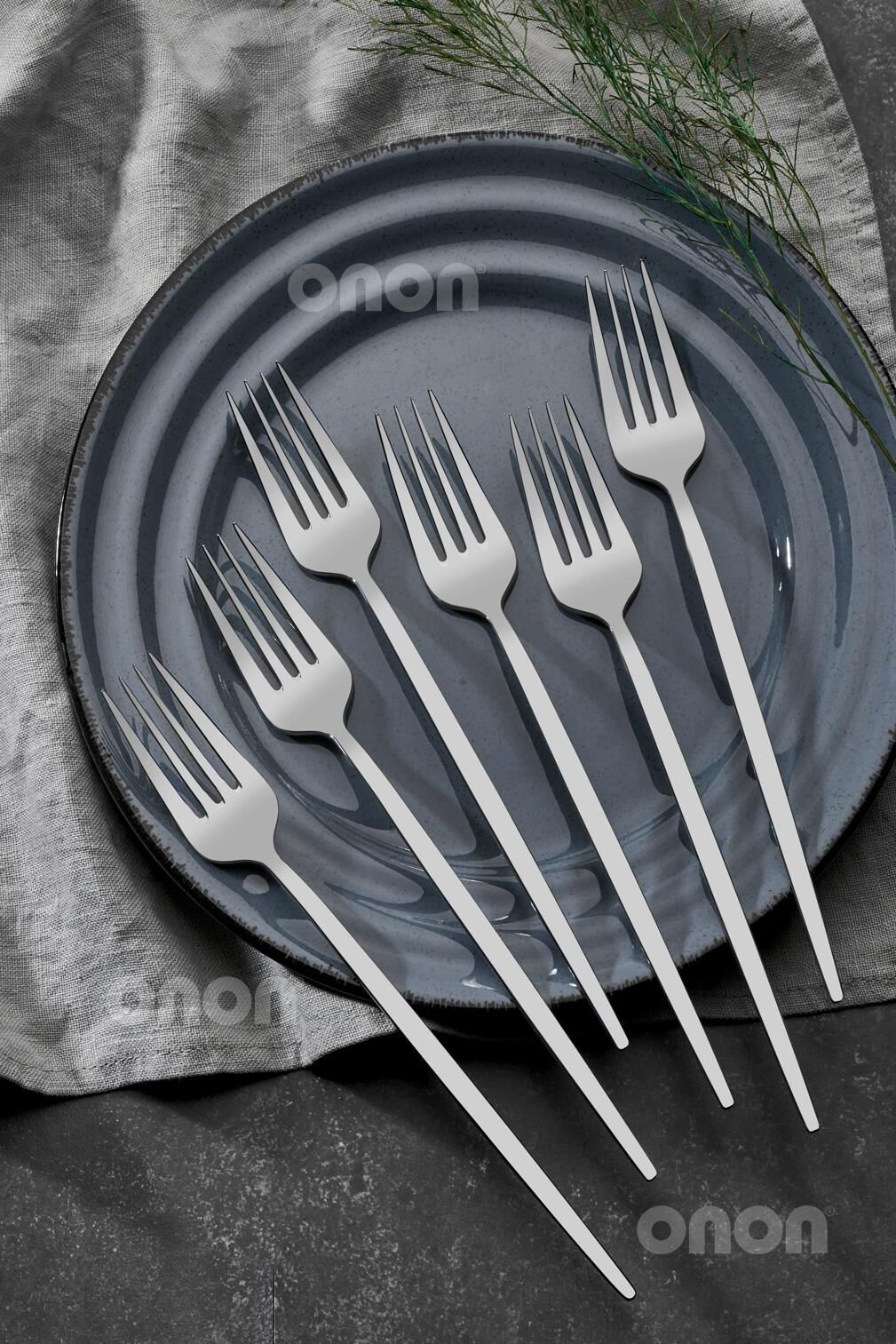 Mokka Modern Görünümlü Yemek Çatal 6'lı Paslanmaz Çelik