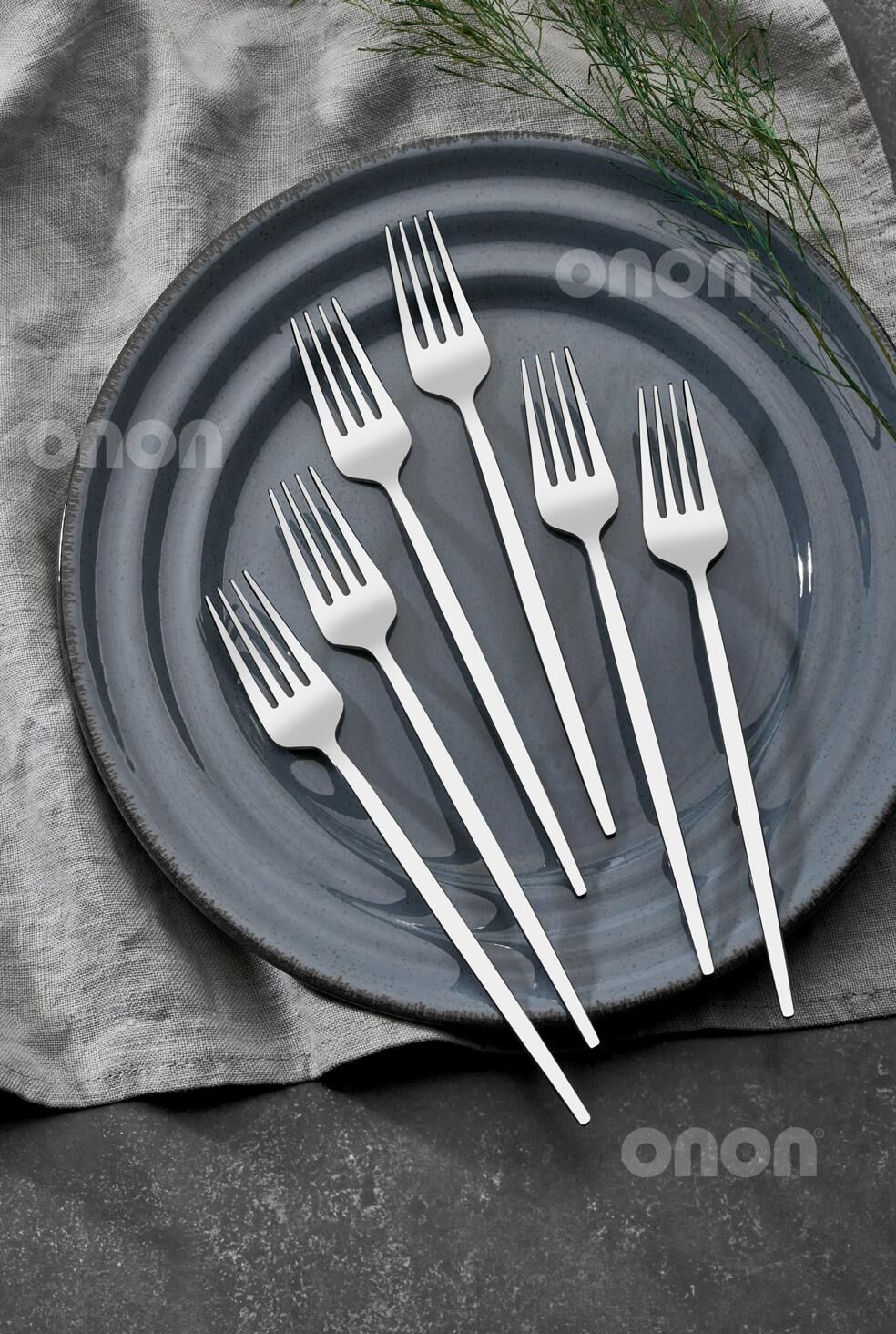 Mokka Modern Görünümlü Tatlı Çatal 6'lı Paslanmaz Çelik