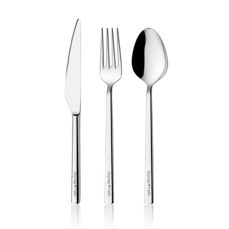 Kişiye Özel İsim Yazılabilir Olimpos Sade 72 Parça Çatal Kaşık Bıçak Takımı