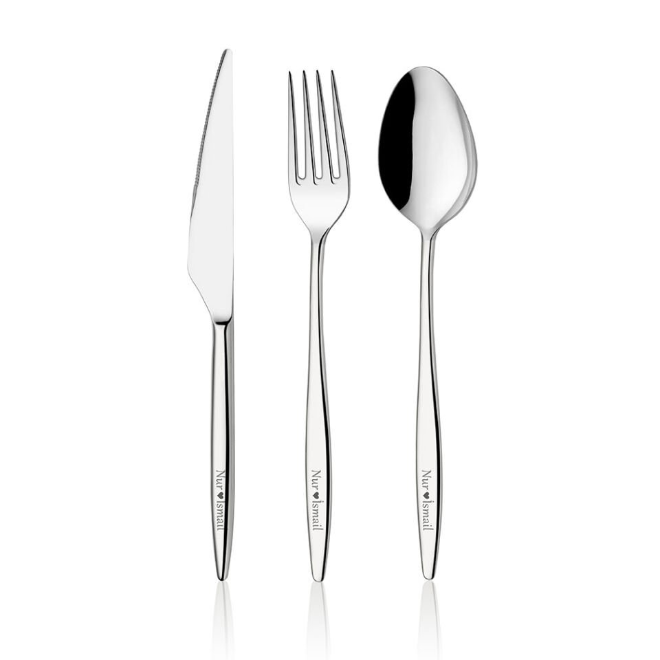 Kişiye Özel İsim Yazılabilir Assos Sade 72 Parça Çatal Kaşık Bıçak Takımı