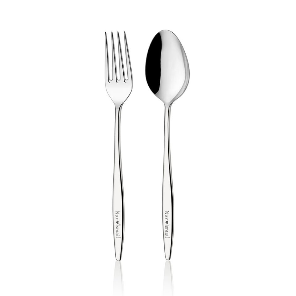 Kişiye Özel İsim Yazılabilir Assos Sade 60 Parça Çatal Kaşık Takımı