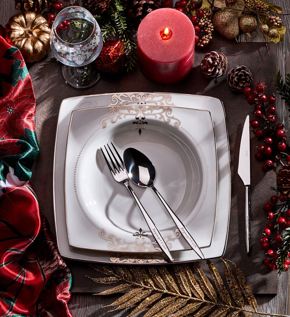 Kişiye Özel İsim Yazılabilir Assos Sade 60 Parça Çatal Kaşık Takımı